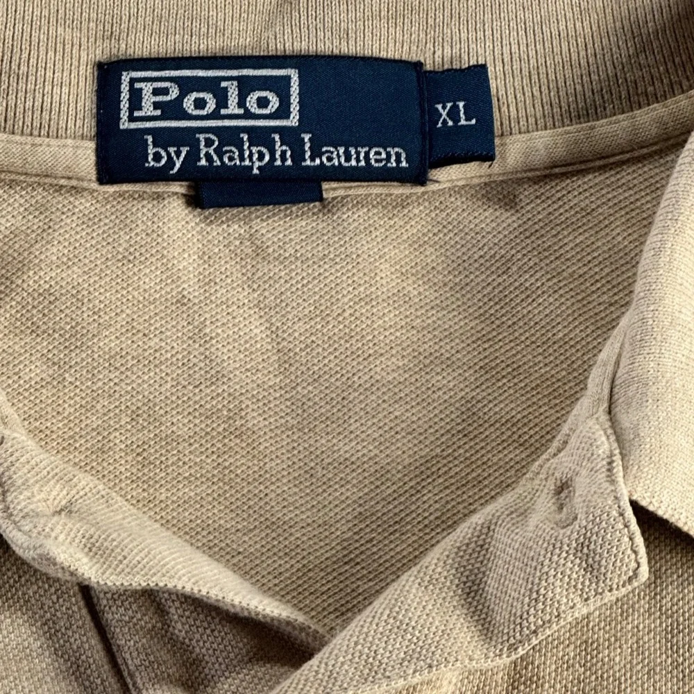 Polo Ralph Lauren Polo Shirt Mens XL Tan Beige Cotton Short Sleeve Pony Logo